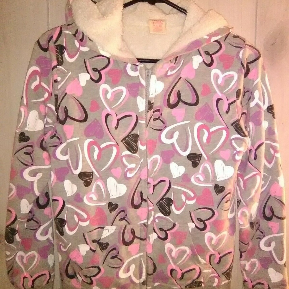 Girls Double Hearts Hoodie XL Faded Glory